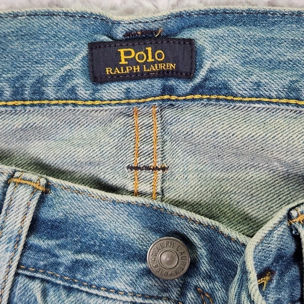 Polo Ralph Lauren Distressed Paint Splatter Ripped Denim Jeans 32x31‎ Button Fly